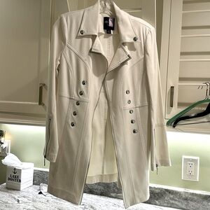 Chic insight NY Faux white blazer with zipper and silver tone embellishments